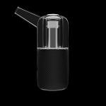 Black and clear glass dab rig with a bubbler mouthpiece.