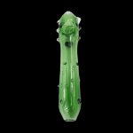 Green glass pipe shaped like a pickle.