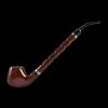 A side view of the Shire Pipes Bent Brandy Sherlock Pipe, showcasing its curved bowl and polished wooden finish.