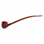 A side view of the Pulsar "Apple Churchwarden" Rosewood Sherlock Pipe with a curved stem and polished wood finish.