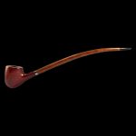 A side view of the Pulsar "Apple Churchwarden" Rosewood Sherlock Pipe, showing its long, curved stem and polished wood finish.