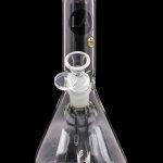 A straight-on view of the LA Pipes Basic Beaker Water Pipe - Simply Guy, showcasing the clear glass beaker shape and simple design.