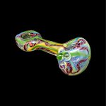 Colorful glass smoking pipe isolated on a black background.