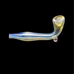 Iridescent glass pipe against a black background.