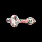 Colorful glass pipe against a black background.