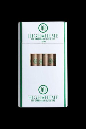 Front view of the High Hemp Eco Cardboard Filter Tips – 12 Pack Bulk, stacked and packaged in a simple cardboard sleeve.