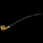 A side view of the Pulsar Cherry Wood Sherlock Tobacco Pipe, showcasing its curved stem and wood-grain finish.