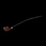 A side view of the Engraved Cherry Wood Tobacco Pipe, highlighting its curved stem and polished wood grain.