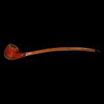 A side view of the Pulsar "Churchwarden" Rosewood Sherlock Pipe, showing its long, curved stem and polished wood finish.