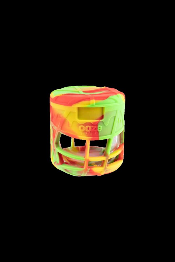 Red and yellow silicone carb cap for cannabis concentrates.