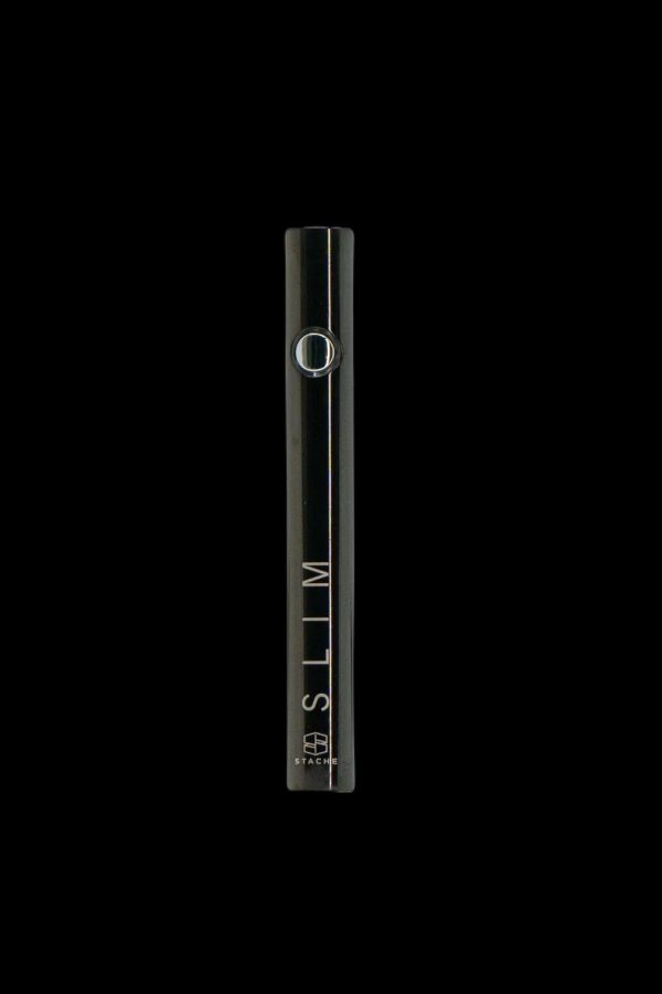 Sleek black cannabis vape pen with “SLIM” vertically printed along the side.