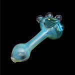 Blue glass pipe with bubbles, isolated on black.