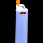 Blue lighter with flame, branded with “LIT”.