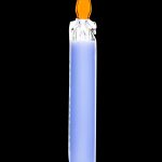 Blue glass cannabis oil rig resembling a candle.