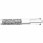 A close-up, side view of the K.Haring Taster Chillum Pipe, displaying its patterned design against a plain white backdrop.