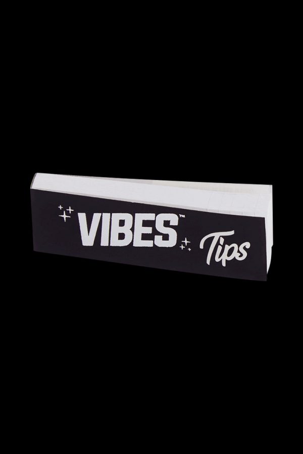 A close-up of the VIBES Rolling Tips Box - 50 Pack, displaying the brand name on its packaging.