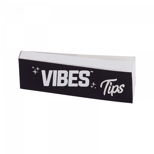 Front view of the VIBES Rolling Tips Box - 50 Pack, displaying the brand name and packaging design.