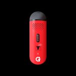 Red cannabis vaporizer with “T” and “G” branding.