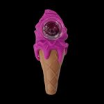 Pink ice cream cone-shaped glass pipe for smoking cannabis.