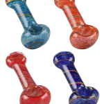 A front view of the Simple Colorful Spoon Pipe - Balloon Strings, displaying a colorful glass pipe against a plain white background.