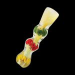 Front view of the Rasta Color Fumed Chillum, showing the slim glass tube with a gradient of vibrant colors.
