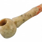 A side view of the Small Marble Stone Pipe, showing its smooth, curved form and stone texture.