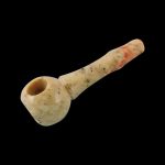 A close-up, angled view of the Small Marble Stone Pipe, showcasing its smooth, light-colored stone construction.