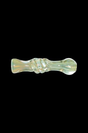 A front view of the Glassex Round Mouth Fumed Glass Chillum, showing the dark-tinted glass one-hitter against a plain white background.