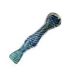 A close-up shot of the Twisted Taster Chillum Pipe, showing its textured glass design against a plain white background.