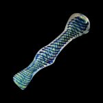 Front view of the Twisted Taster Chillum Pipe, a small, twisted glass pipe against a dark background.
