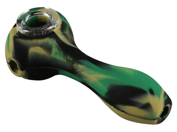 A close-up shows the Unbreakable Classic Silicone Hand Pipe from a slightly angled front view against a plain white background.