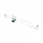 A side view of the GRAV® Clear Classic Steamroller, displaying its transparent glass construction and streamlined shape.