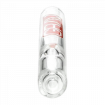 Front view of the GRAV® Clear Classic Steamroller, displaying the clear glass pipe angled against a plain white background.