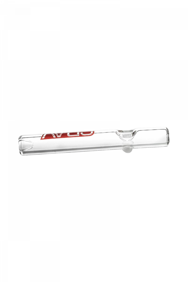 A side view of the GRAV® Clear Classic Steamroller, showing the clear glass pipe against a plain white background.