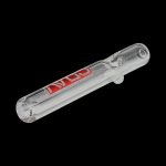 A side view of the GRAV® Clear Classic Steamroller shows the clear glass pipe angled against a dark background.