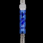 Glass oil rig attachment with blue floral design.
