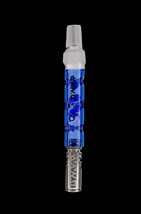 Glass oil rig attachment with blue floral design.