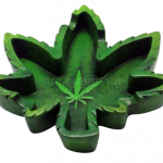 Overhead view of the Hemp Leaf Ashtray, shaped like a green leaf with multiple indentations forming the bowl.