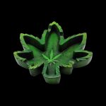 Top-down view of the Hemp Leaf Ashtray, showcasing its detailed leaf shape and dark green coloration.