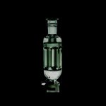 Green glass bubbler for cannabis smoking, isolated on a black background.