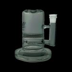 Green glass bubbler water pipe with percolator.