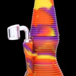 Silicone oil rig with quartz banger.