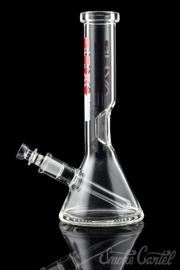 Front view of the GRAV® 8" Basic Beaker Bong, a clear glass piece with a simple, cylindrical shape and visible joint.