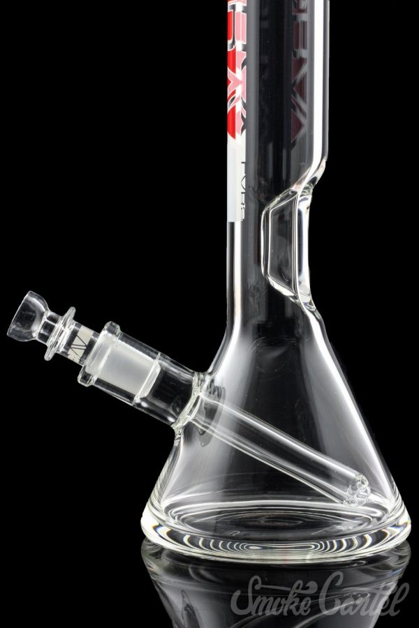Front view of the GRAV® 8" Basic Beaker Bong, showcasing the clear glass construction and simple, cylindrical shape.