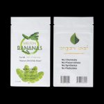 Front view of the Million Bananas Pouch Cured Rolling Leaf packaging, showcasing a green leaf design against a white background.