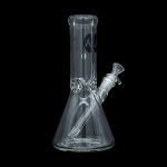 Clear glass bong isolated on a black background.