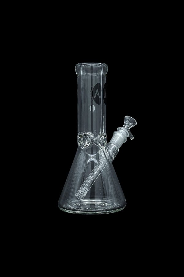 Clear glass bong isolated on a black background.