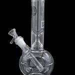 Clear glass water pipe (bubbler) with ice pinch and detachable downstem.