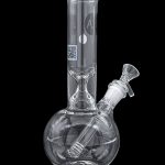 Clear glass water pipe (bong) with ice catcher and downstem.