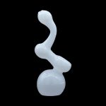 Frosted glass water pipe against a black background.